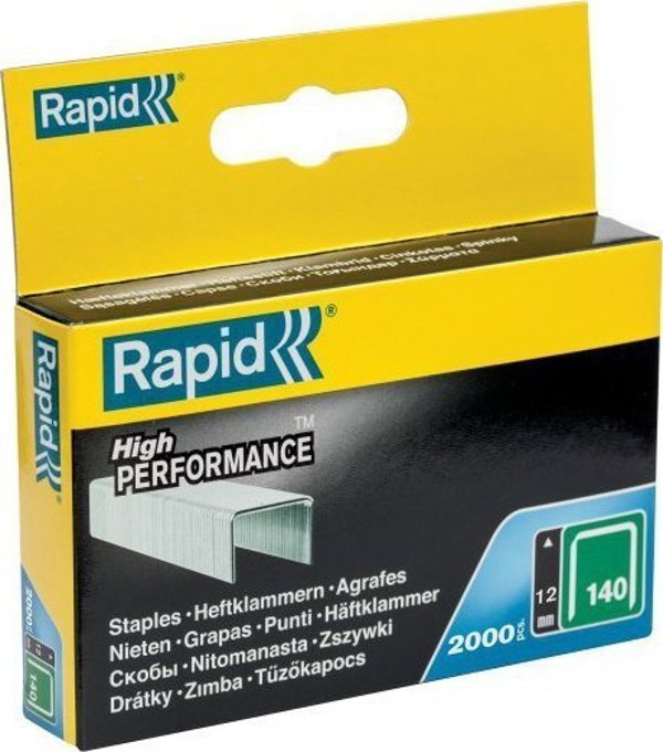 Rapid Συρραπτικά Επίπεδα No 140, 12mm - 2000 Τεμάχια, Γαλβανισμένα Συνδετήρες για Μόνωση και Χαρτόνι