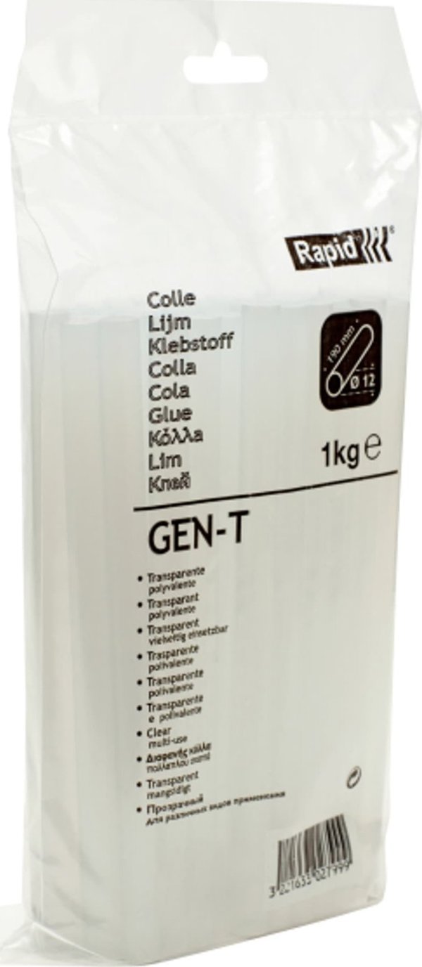 Rapid Rapid GEN-T Κόλλα D12x190mm 1Kg Σακούλα. Διαφανής, καθολική.AT12 - P-09-001 - 190