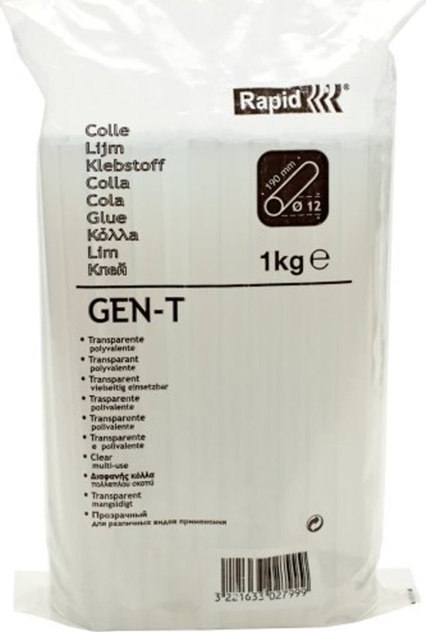 Rapid Rapid GEN-T Κόλλα D12x190mm 1Kg Σακούλα. Διαφανής, καθολική.AT12 - P-09-001 - 190