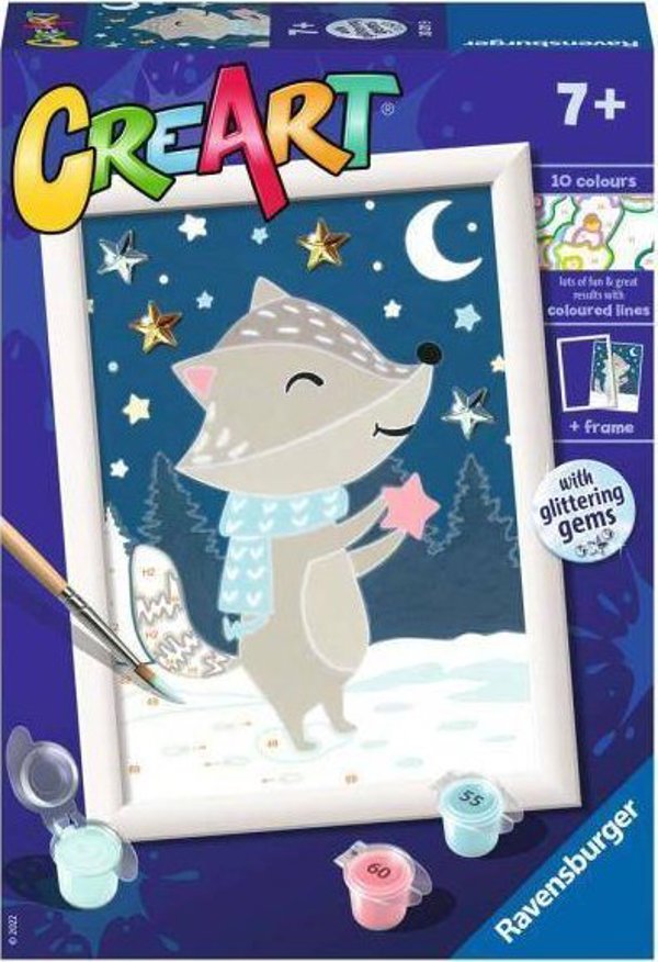 Ravensburger CreArt Ζωγραφική με Αριθμούς: Ασβός Ανάμεσα στα Αστέρια - Σετ Ζωγραφικής για Παιδιά