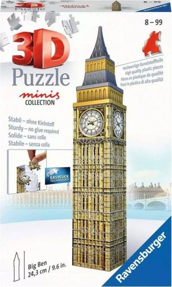 Ravensburger 3D Παζλ Big Ben 54 Κομμάτια, Μινιατούρα Κτιρίου, Ύψος 24.3 εκ.