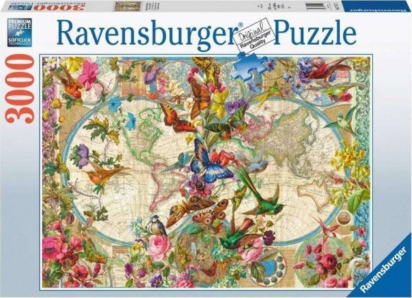 Ravensburger Παζλ 3000 Κομμάτια Χλωρίδα και Πανίδα, Χάρτης του Κόσμου