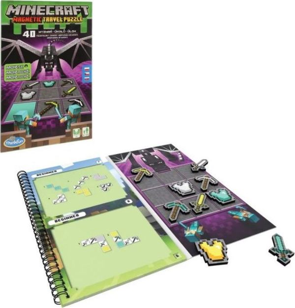 Ravensburger Minecraft Μαγνητικό Ταξιδιωτικό Παζλ, 40 Επίπεδα Δυσκολίας, Παιχνίδι Στρατηγικής για Παιδιά