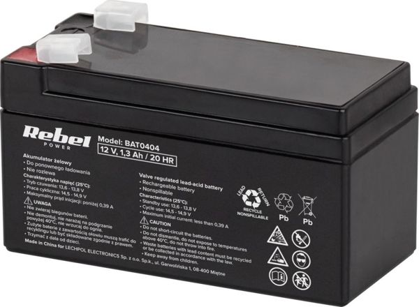 Rebel Power Μπαταρία AGM 12V 1.3Ah (BAT0404) - Επαναφορτιζόμενη Μπαταρία Μολύβδου για UPS και Συστήματα Ασφαλείας