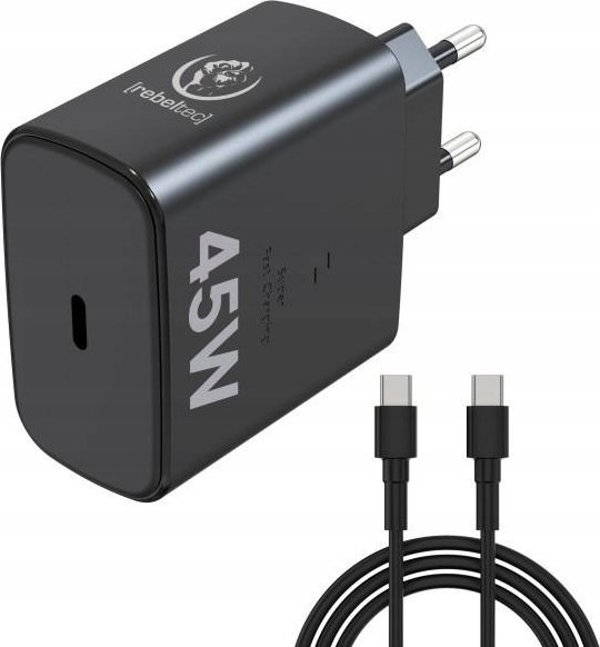 Προσαρμογέας Rebeltec PD45W USB-C καθολικός για φορητούς υπολογιστές, smartphones, tablets, power banks και άλλες συσκευές με θύρα τροφοδοσίας USB-C.