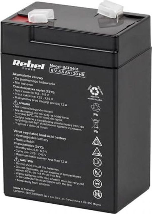 Rebel Tools Μπαταρία Gel AGM 6V/4.5Ah (BAT0401) για UPS και Συστήματα Ασφαλείας
