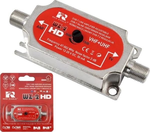 Ενισχυτής κεραίας γραμμής DVB-T Red Eagle με ρύθμιση +30dB