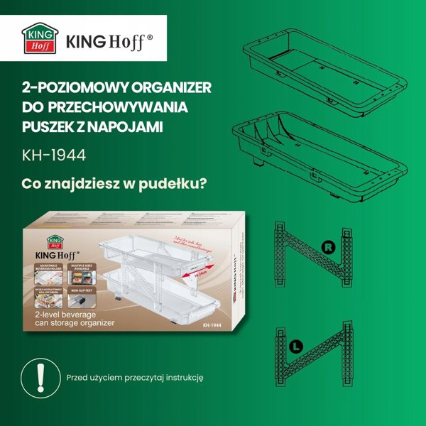 KingHoff Ρυθμιζόμενος Οργανωτής Κονσερβών KH-1944, Μεταλλική Βάση Αποθήκευσης Τροφίμων