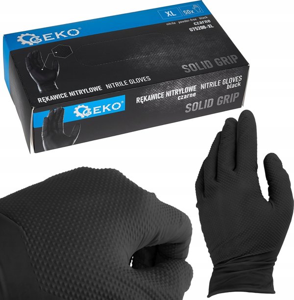Νιτριλοειδή γάντια SOLID GRIP 50τμχ. μ. XL μαύρα (10)