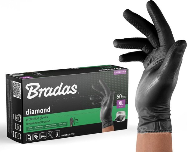 ΝΙΤΡΙΛΙΚΑ ΓΑΝΤΙΑ DIAMOND ΜΑΥΡΑ XL 9-10 /50τμχ.