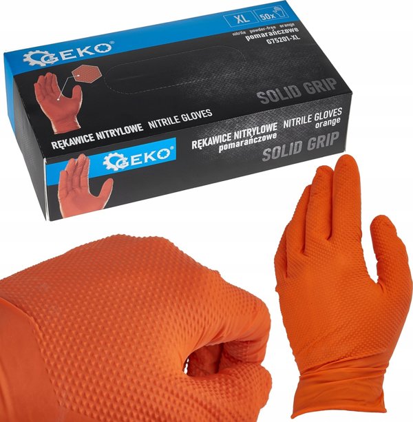 Νιτριλοειδή γάντια SOLID GRIP 50τμχ. μ. XL πορτοκαλί (10)