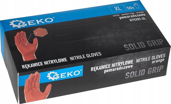 Νιτριλοειδή γάντια SOLID GRIP 50τμχ. μ. XL πορτοκαλί (10)