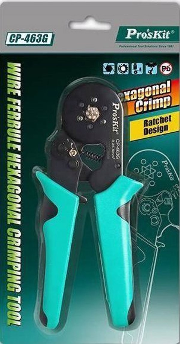 Πένσες εξάγωνου σχήματος για πτύχωση 0.5-6mm2 CP-463G Pro'sKit