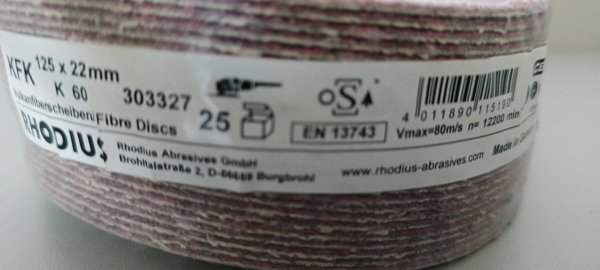 Ρόδιος Τροχός μετάλλου. φύλλο K60 125x22.23 mm