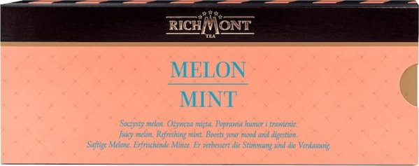 Richmont Richmont Melon Mint 12x6g - φρουτένιο τσάι με γεύση πεπόνι και μέντα, με σταφύλι και πέταλα τριανταφύλλου