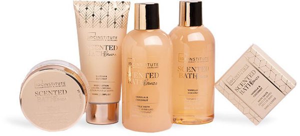 Σετ IDC Institute Scented Bronze: αφρόλουτρο, 200 ml + αφρός μπάνιου, 200 ml + λοσιόν σώματος, 100 ml + άλατα μπάνιου, 100 g + απολέπιση, 60 ml