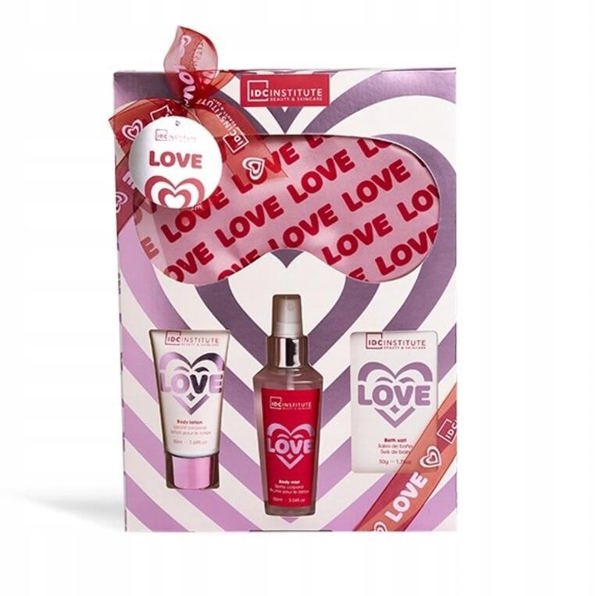 Σετ IDC Institute In Love: λοσιόν σώματος, σπρέι σώματος, 90 ml + άλατα μπάνιου, 50 g + μάσκα ύπνου