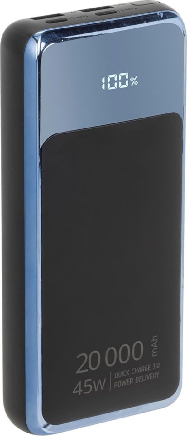 RivaCase POWERBANK ΓΙΑ LAPTOP, TABLET, SMARTF. 20.000 MAH USB-C 45W, 2X ΕΙΣ/ΕΞ USB-C PD 45W, 2X USB-A QC 3.0 18W, LCD, ΜΑΥΡΟ