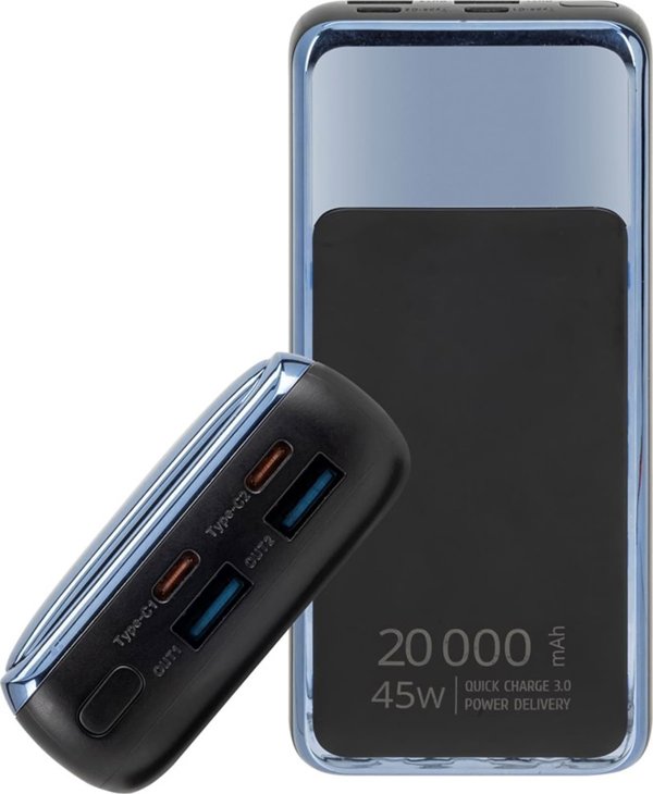 RivaCase POWERBANK ΓΙΑ LAPTOP, TABLET, SMARTF. 20.000 MAH USB-C 45W, 2X ΕΙΣ/ΕΞ USB-C PD 45W, 2X USB-A QC 3.0 18W, LCD, ΜΑΥΡΟ