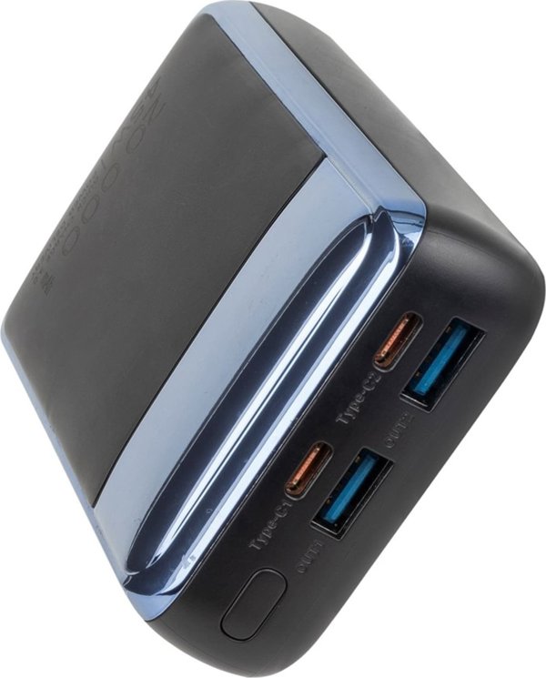 RivaCase POWERBANK ΓΙΑ LAPTOP, TABLET, SMARTF. 20.000 MAH USB-C 45W, 2X ΕΙΣ/ΕΞ USB-C PD 45W, 2X USB-A QC 3.0 18W, LCD, ΜΑΥΡΟ