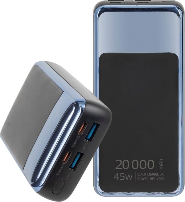 RivaCase POWERBANK ΓΙΑ LAPTOP, TABLET, SMARTF. 20.000 MAH USB-C 45W, 2X ΕΙΣ/ΕΞ USB-C PD 45W, 2X USB-A QC 3.0 18W, LCD, ΜΑΥΡΟ