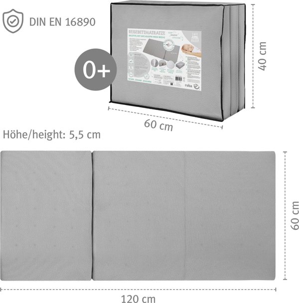 Στρώμα ταξιδιού Roba ROBA 60 x 120 x 5.5 cm SAFE ASLEEP(r), 0272