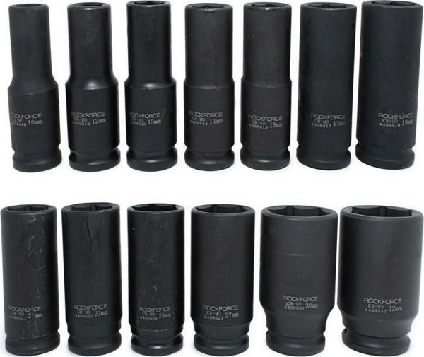 Rockforce ROCKFORCE ΜΑΚΡΙΑ ΚΑΡΥΔΑΚΙΑ ΚΡΟΥΣΤΙΚΑ 13τμχ.1/2" 10-32mm /ΚΡΕΜΑΣΤΡΑ
