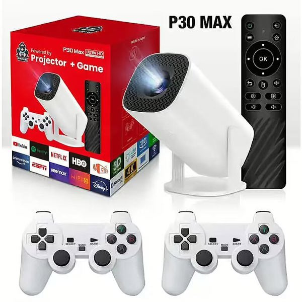 Προβολέας Ρετρό Παιχνιδιών RoGer RO-P30MAX + 2 Χειριστήρια / 30000+ παιχνίδια / 4K / Wifi