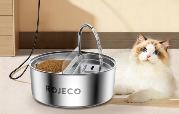 Rojeco Συντριβάνι / Ποτίστρα από ανοξείδωτο χάλυβα με μπολ 2 σε 1 3.2l Rojeco