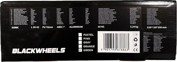Ρυθμιζόμενα πατίνια Blackwheels Sonic πράσινο-μαύρο αρ. 40-43