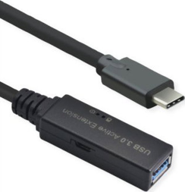 Roline ROLINE Καλώδιο USB 3.2 Gen 1 Active Repeater, τύπου A - C, μαύρο, 10 m