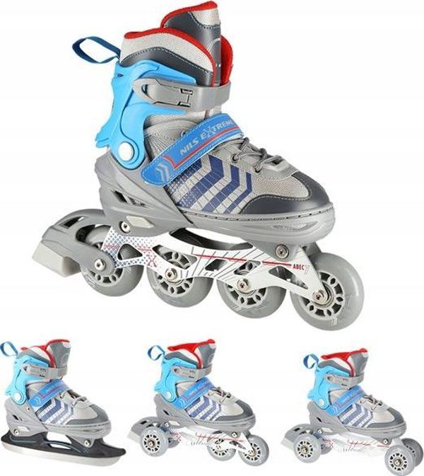 Nils Extreme Ρυθμιζόμενα Πατίνια Inline NH18192 με Εναλλάξιμη Λεπίδα, Γκρι, Μέγεθος 29-33