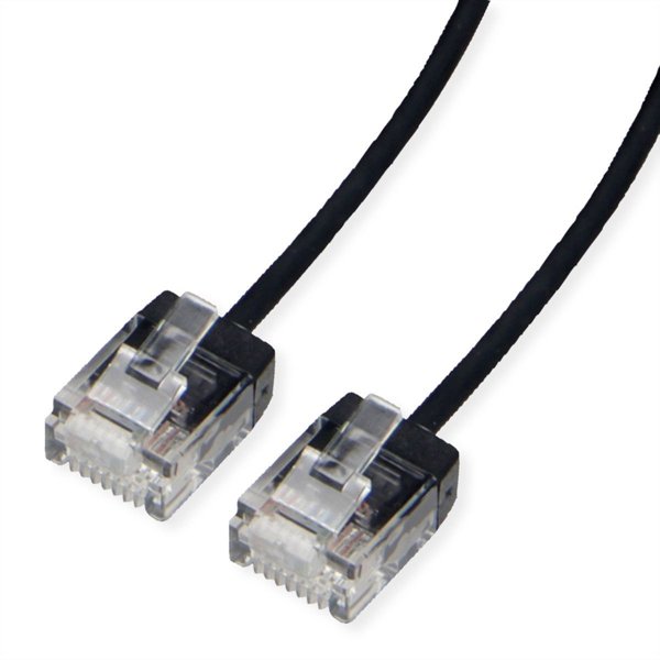 Roline Cat.6A UTP Patch Cord, Slim, Ultra Short Connector, LSOH, Μαύρο, 3m