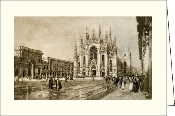 Rossi Κάρτα Με Φάκελο Milano Piazza Del Duomo, 240g, Ρετρό Σχέδιο Ιταλίας