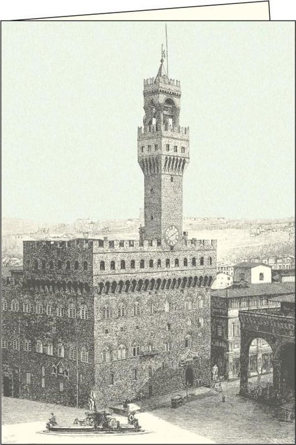 Rossi Κάρτα με Φάκελο Firenze Piazza Signoria, 240gr, Σειρά Retro Ιταλίας