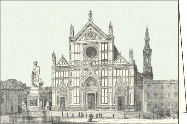 Rossi Κάρτα με Φάκελο Firenze Basilica S. Croce ITW 009, Ιταλική Retro Κάρτα 240gr/m2