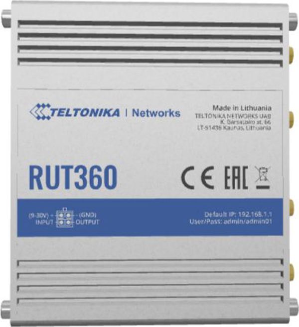 Teltonika RUT360 Βιομηχανικός 4G LTE Router, Wi-Fi & Ethernet, Compact Design