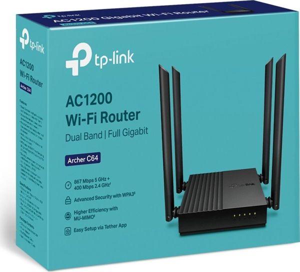 TP-Link Archer C64 AC1200 Ασύρματος Δρομολογητής MU-MIMO WiFi