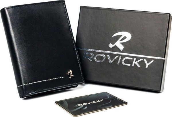 Ανδρικό δερμάτινο πορτοφόλι Rovicky Vertical με διακοσμητικές ραφές Rovicky Δεν ισχύει 8716410 5903051032578