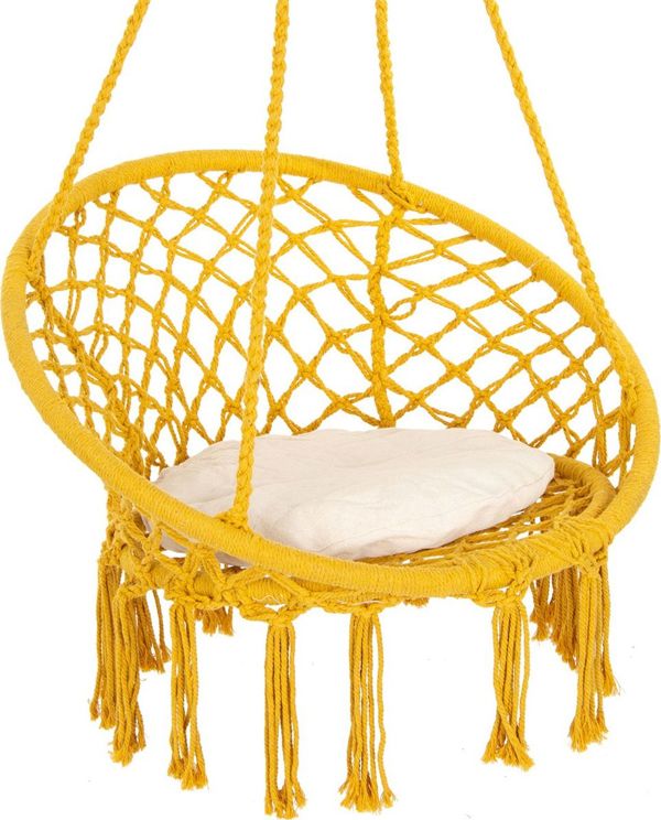 Κρεμαστή καρέκλα φωλιά Royokamp Hamak 80x60cm με μαξιλάρι κίτρινο