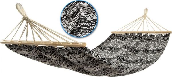 Royokamp Αιώρα Κήπου 2 Ατόμων Ethnic Ασπρόμαυρη 200x150cm