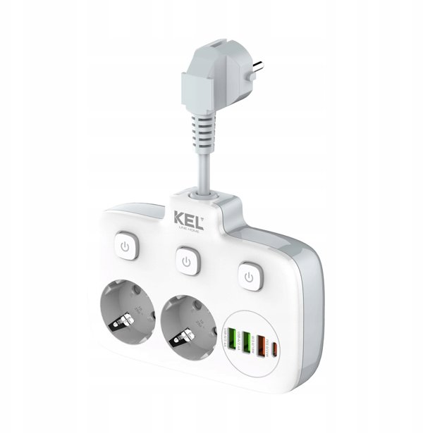 Plastrol R-273SWS/CA Διπλός Διακλαδωτής Ρεύματος με Καλώδιο και Ατομικούς Διακόπτες + USB