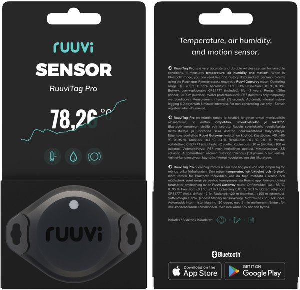 RuuviTag Pro (4in1) Ανθεκτικό Θερμόμετρο Bluetooth