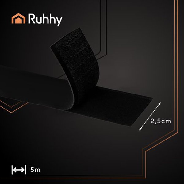 Αυτοκόλλητο Velcro μαύρο 5m x 2,5cm Ruhhy 24237