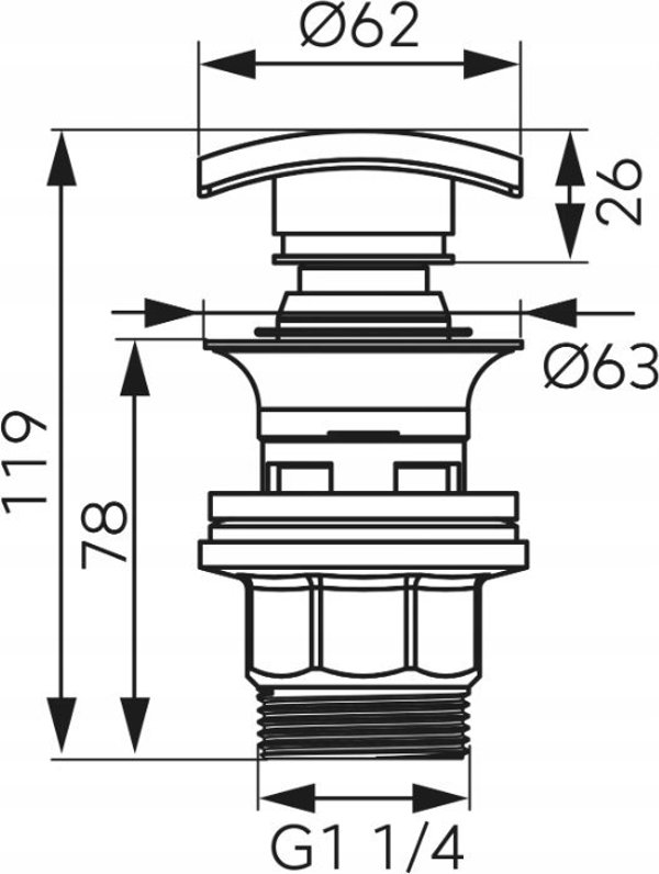 S290BL-B ZAW?R SPUST. G5/4 PP KOREK MOSI?DZ KWADRAT,CZARNY // S.SPUST.KLIK-KLAK-F-S290BL-B