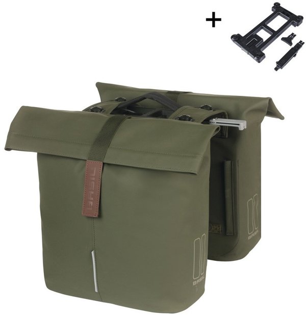 Basil City Double Pannier Bag MIK, Διπλή Τσάντα Ποδηλάτου 28-32L, Σύστημα MIK, Moss Green (2025)