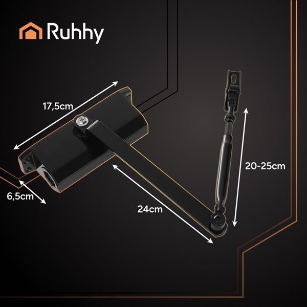 Αυτόματος κλείσιμο πόρτας μαύρος 40-60kg Ruhhy 26782