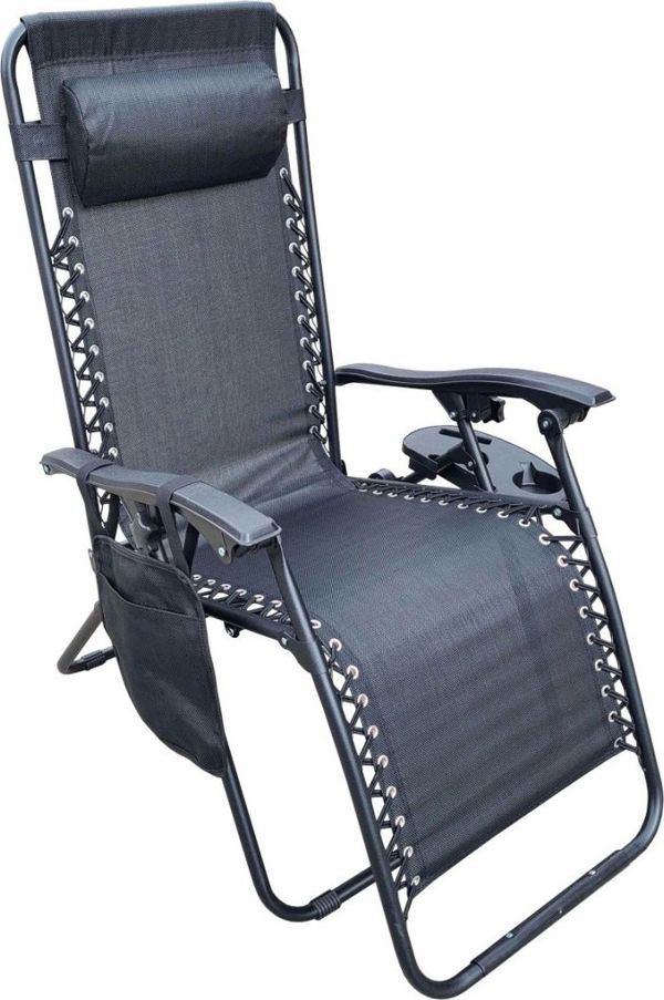 Saska Garden Πτυσσόμενη Ξαπλώστρα Κήπου Βαρύτητας 175x52/65x110cm Μαύρο (1032290)