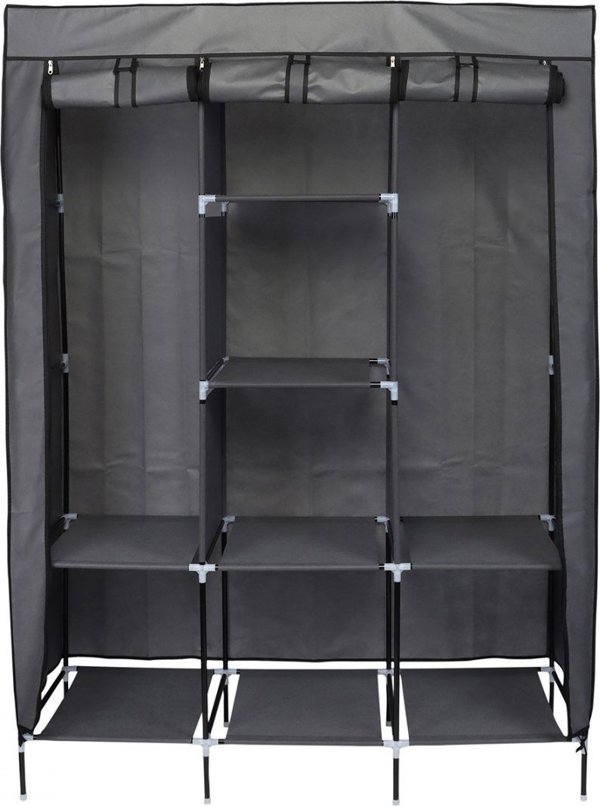 Saska Garden ΝΤΟΥΛΑΠΑ ΥΦΑΣΜΑΤΙΝΗ 127X45X172 CM ΣΚΟΥΡΟ ΓΚΡΙ