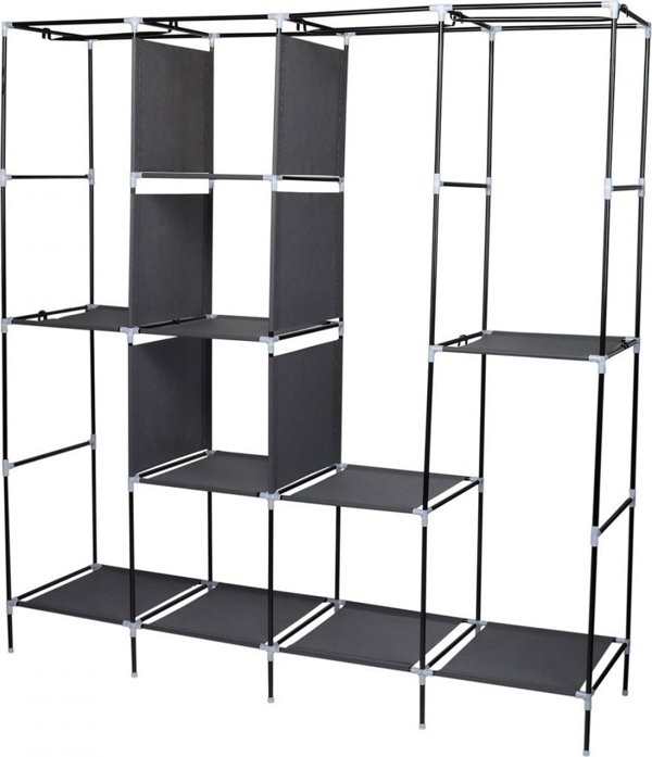 Saska Garden Υφασμάτινη Ντουλάπα Ρούχων 168x45x172 cm, Σκούρο Γκρι